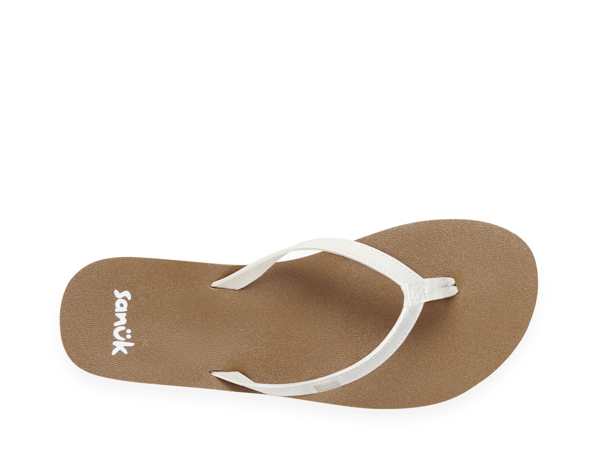 Women Sanuk Yoga Joy Flip Flop Sandal SWS10275 White 100% Original Brand New 