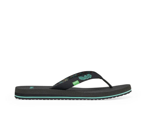 Sanuk Yoga Mat Sling Green Black Flip Flops Thong Sandals Womens Size 10  Comfort