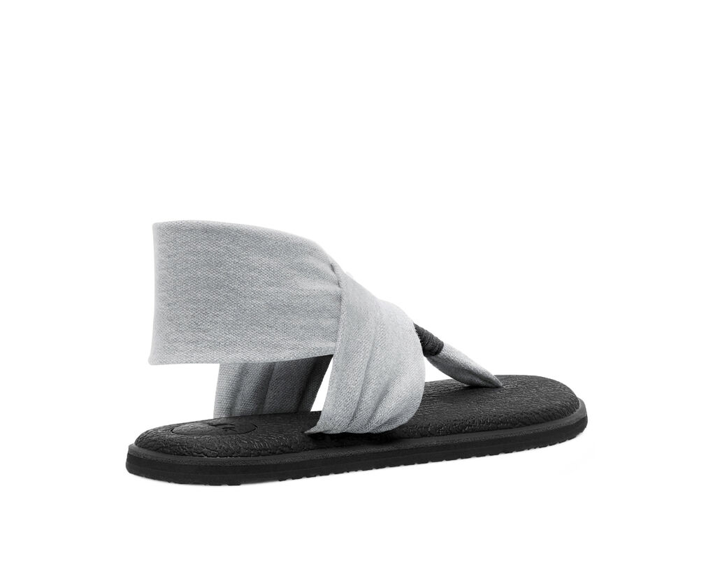 Sanuk Yoga Sandal Sling Stretch Strech Black Fabric Straps Thong Comfy Size  8
